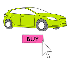Car with click to buy button