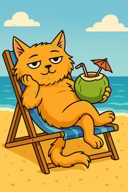 Katt i en solstol