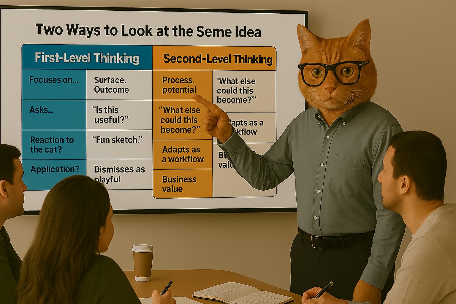 Human cat holding a workshop