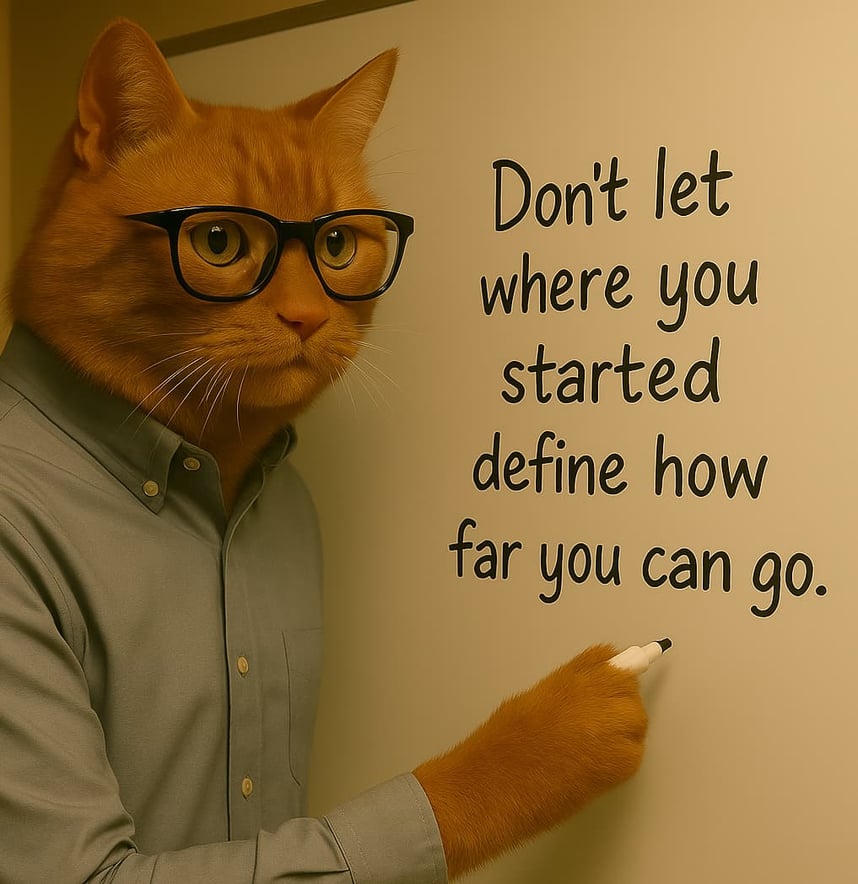 Human catMänsklig katt skriver på en whiteboard