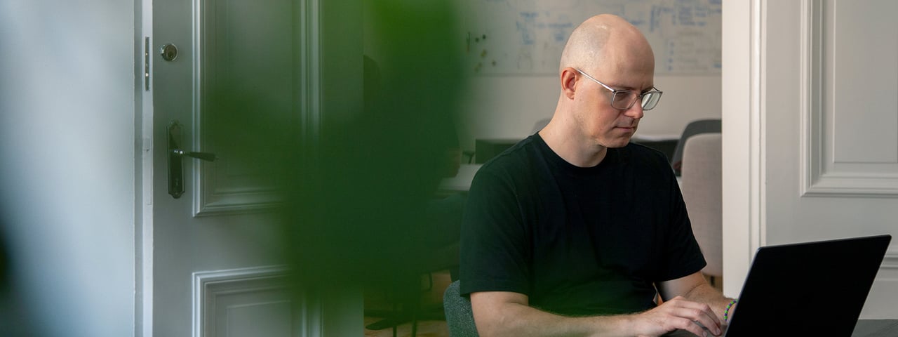 Marko working in the Zooma office