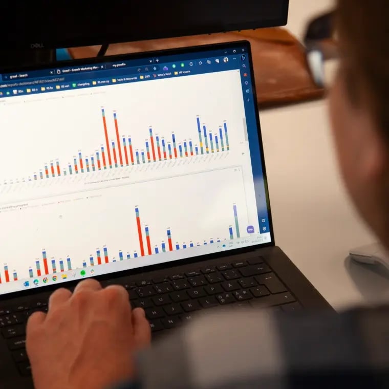 Man reviewing data in HubSpot