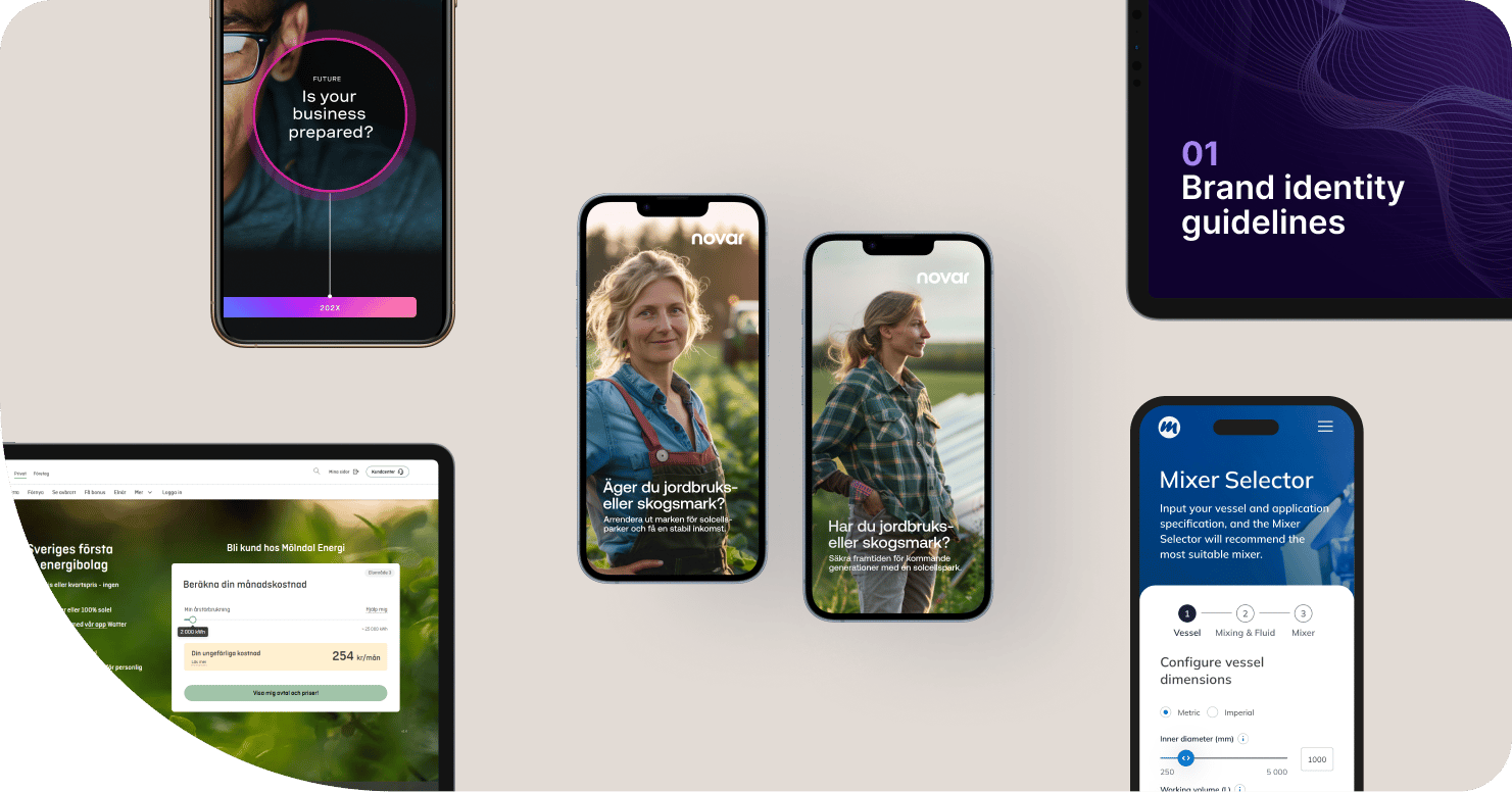 A collage of devices showing customer cases