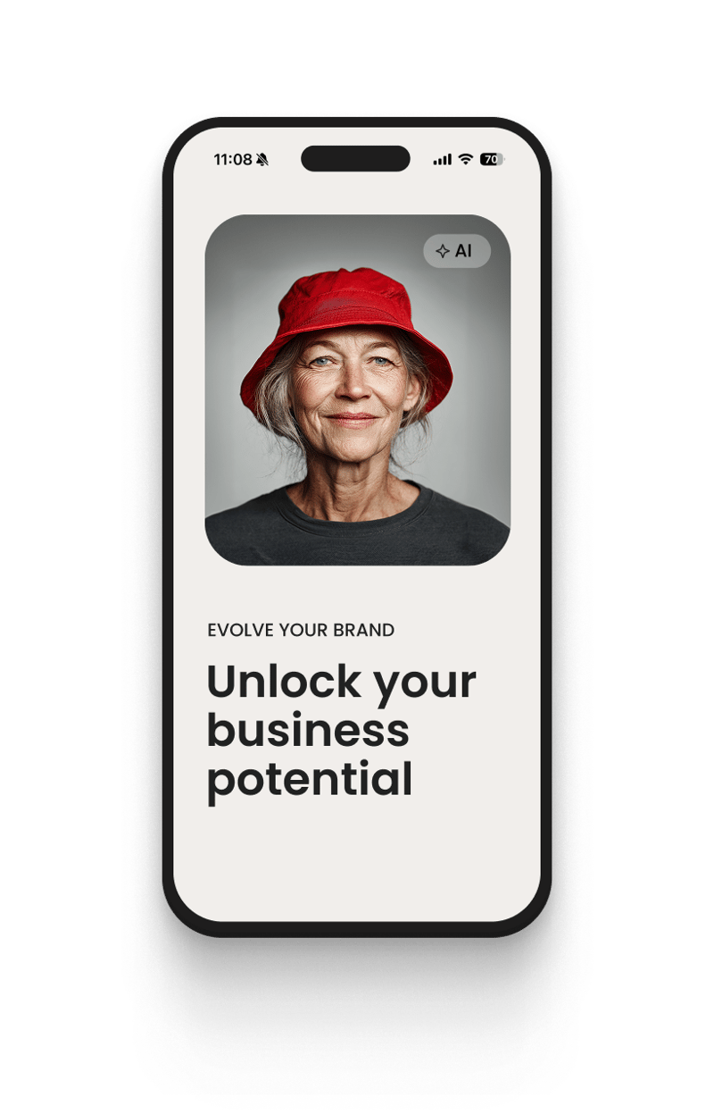 Mobile displaying a picture of a woman and a message