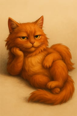 Imaginär liggande katt