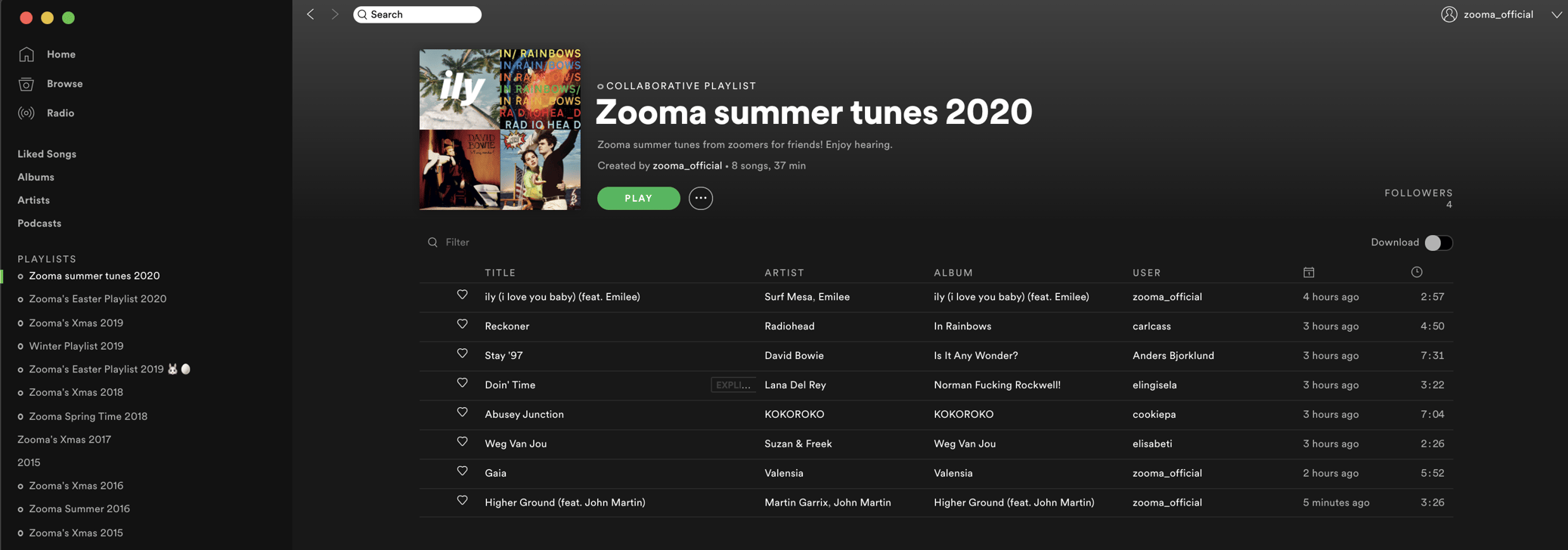 Zooma summer tunes 2020