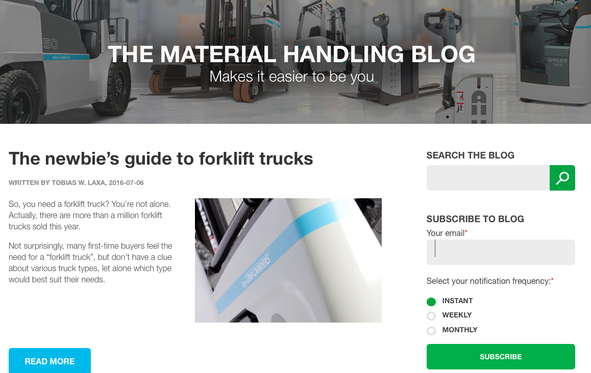 Zooma congratulates UniCarriers to the Material Handling Blog