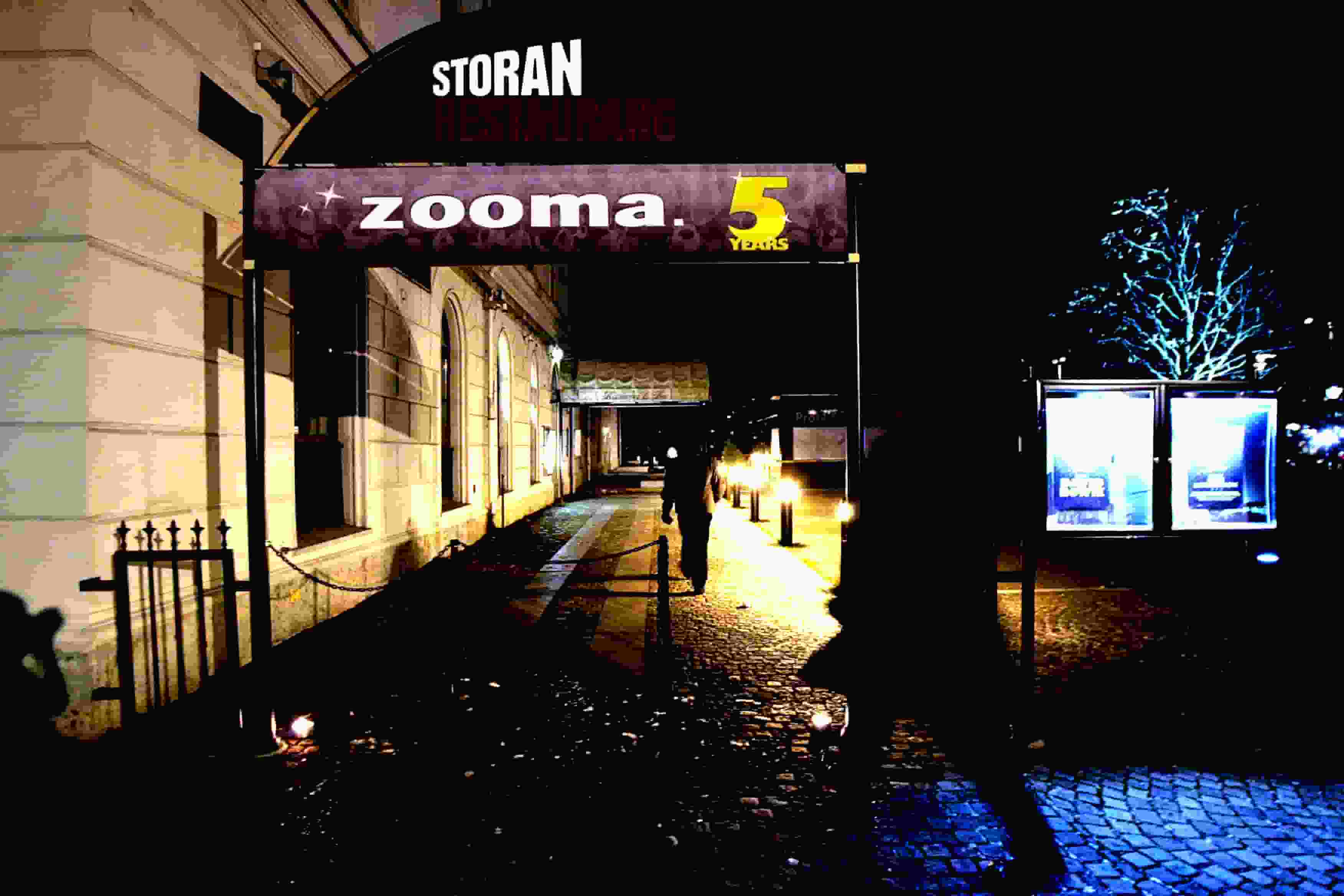Entrance of the Storan Theater decorated for Zoomas' 5th birthday celebration