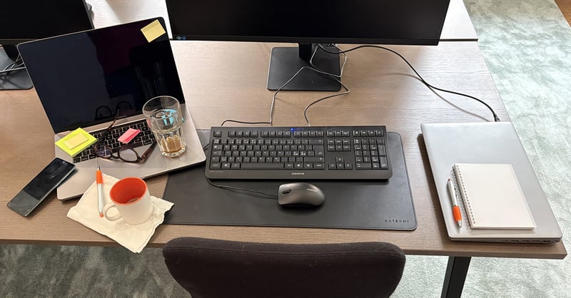 one sid of the workspace is chaos, the other is organised